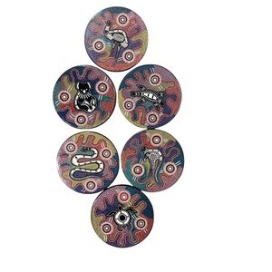 OzAboriginal Authentic Australian Art Reptiles Animals 6 Cork Backed Coasters